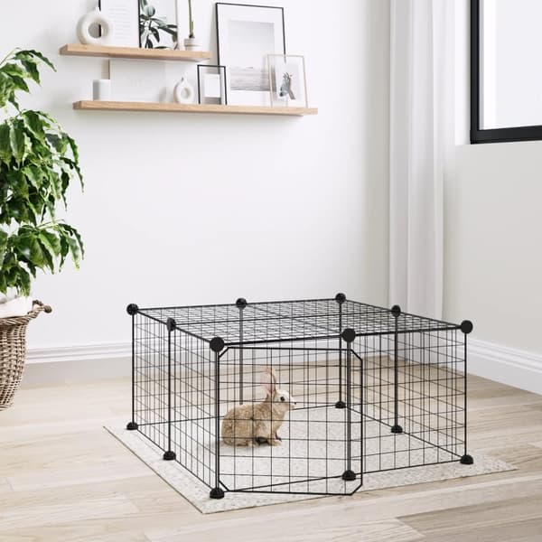 vidaXL Husdjursbur svart 12 paneler 35x35 cm stål -  Smådjursburar
