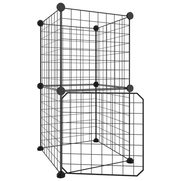 vidaXL 8-panels kæledyrsindhegning med låge 35x35 cm stål sort -  Huse & bure til små dyr