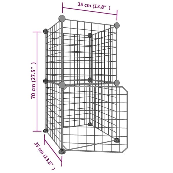 vidaXL 8-panels kæledyrsindhegning med låge 35x35 cm stål sort -  Huse & bure til små dyr