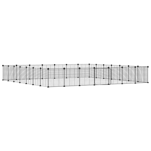 vidaXL 28-panels kæledyrsindhegning med låge 35x35 cm stål sort -  Huse & bure til små dyr