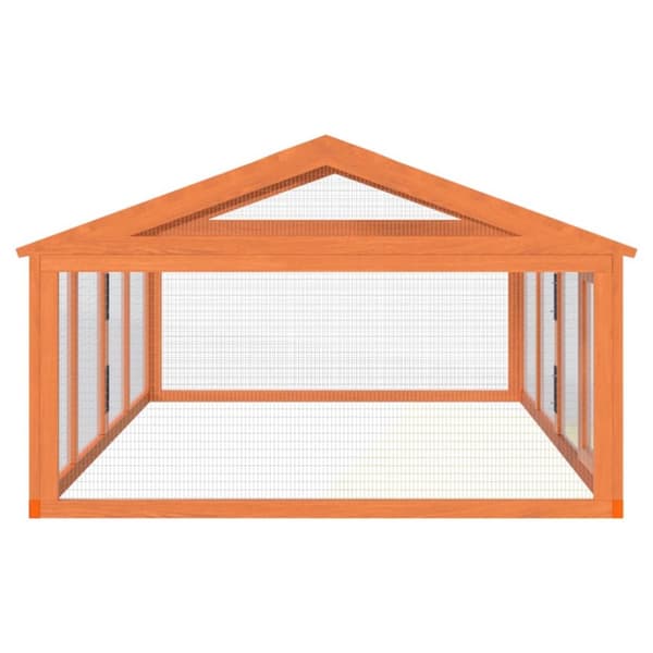 vidaXL løbegård 200x112,5x74 cm massivt fyrretræ brun - Huse & bure til små dyr