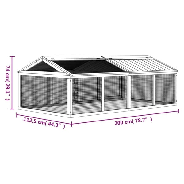 vidaXL løbegård 200x112,5x74 cm massivt fyrretræ brun - Huse & bure til små dyr