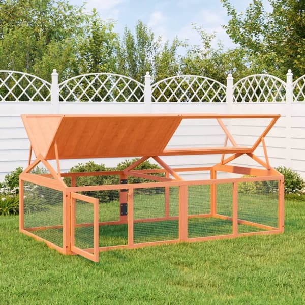 vidaXL løbegård 200x112,5x74 cm massivt fyrretræ brun - Huse & bure til små dyr