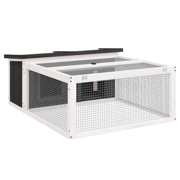 vidaXL Kaninbur grå 117,5x97x47,5 cm massiv furu - Smådjursburar