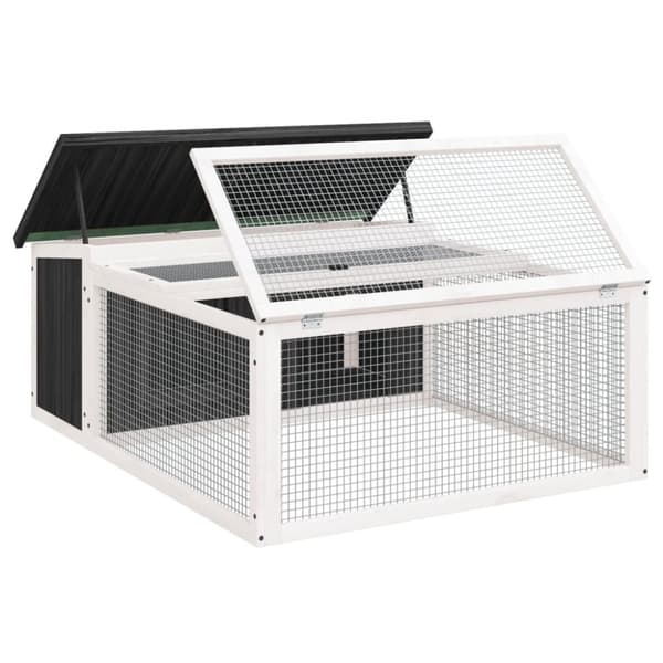 vidaXL Kaninbur grå 117,5x97x47,5 cm massiv furu - Smådjursburar