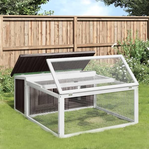 vidaXL Kaninbur grå 117,5x97x47,5 cm massiv furu -  Smådjursburar