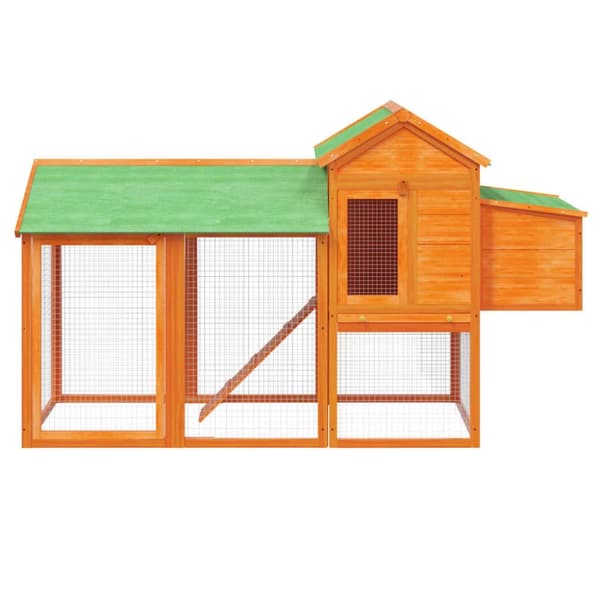 vidaXL hønsehus 193x65x117 cm massivt fyrretræ brun - Huse & bure til små dyr