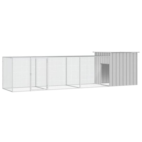 vidaXL Kanahäkki harmaa 400x91x100 cm galvanoitu teräs -  Pieneläinten kopit & häkit