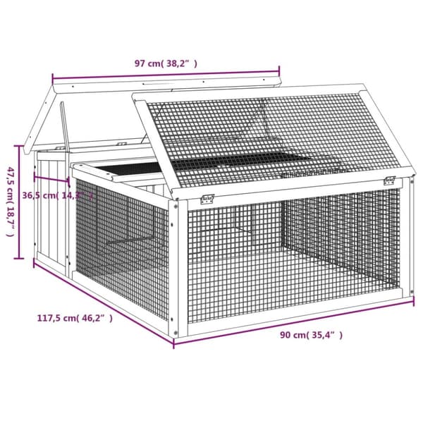 vidaXL kaninbur 117,5x97x47,5 cm massivt fyrretræ brun - Huse & bure til små dyr