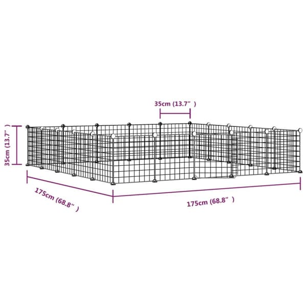 vidaXL 20-panels kæledyrsindhegning med låge 35x35 cm stål sort -  Huse & bure til små dyr