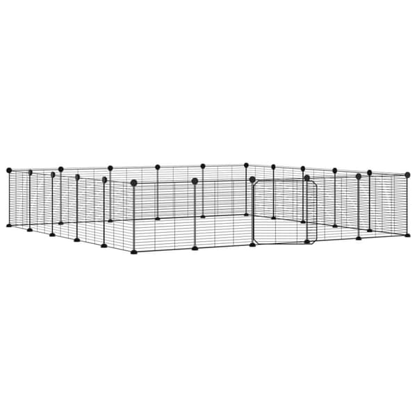 vidaXL 20-panels kæledyrsindhegning med låge 35x35 cm stål sort -  Huse & bure til små dyr