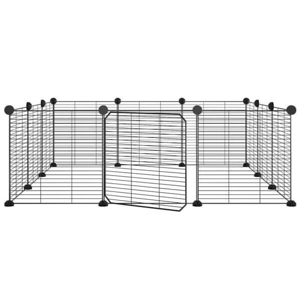 vidaXL 12-panels kæledyrsindhegning med låge 35x35 cm stål sort -  Huse & bure til små dyr