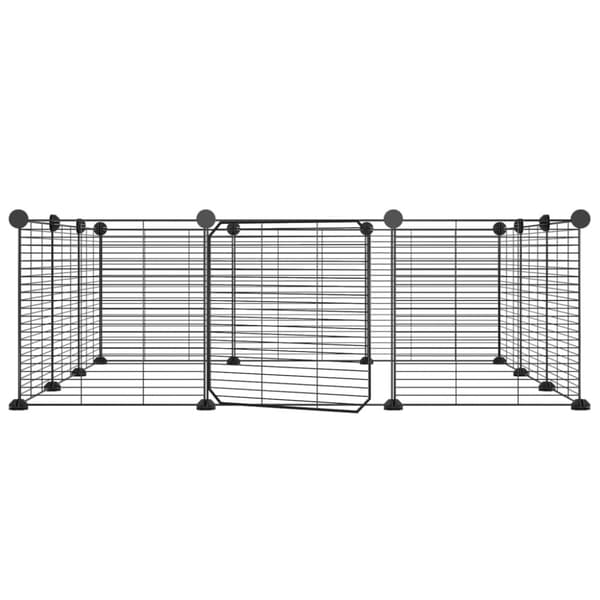 vidaXL 12-panels kæledyrsindhegning med låge 35x35 cm stål sort -  Huse & bure til små dyr