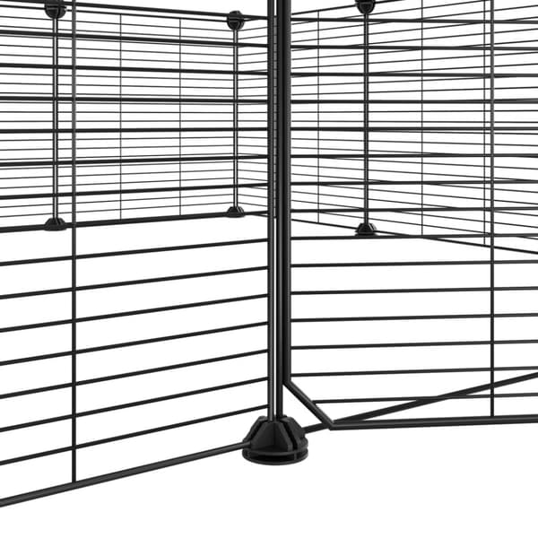 vidaXL 12-panels kæledyrsindhegning med låge 35x35 cm stål sort -  Huse & bure til små dyr