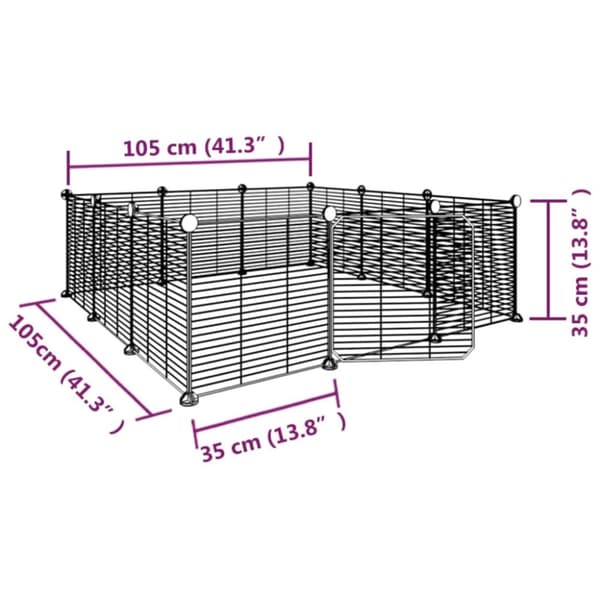 vidaXL 12-panels kæledyrsindhegning med låge 35x35 cm stål sort -  Huse & bure til små dyr