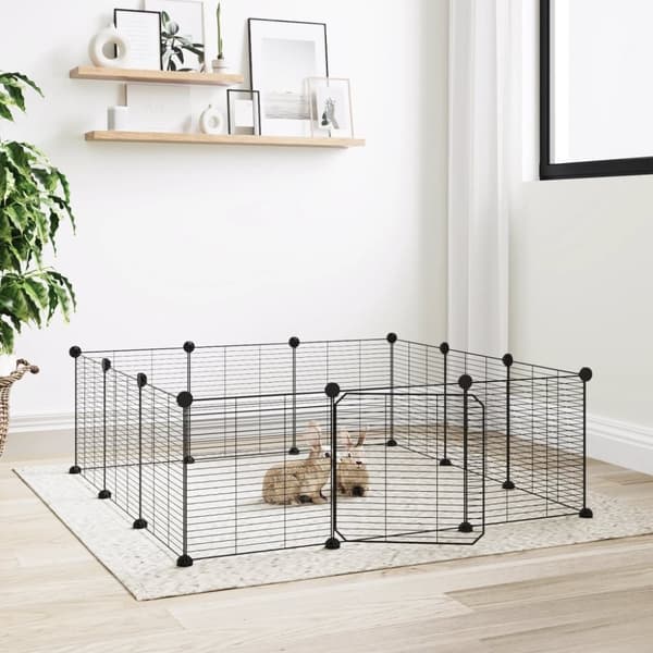 vidaXL Husdjursbur svart 12 paneler 35x35 cm stål -  Smådjursburar