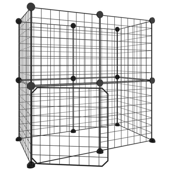 vidaXL 12-panels kæledyrsindhegning med låge 35x35 cm stål sort -  Huse & bure til små dyr