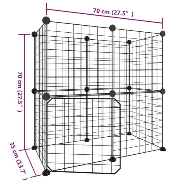 vidaXL 12-panels kæledyrsindhegning med låge 35x35 cm stål sort -  Huse & bure til små dyr