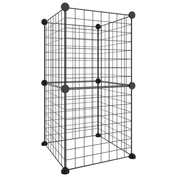 vidaXL 8-panels kæledyrsindhegning 35x35 cm stål sort -  Huse & bure til små dyr