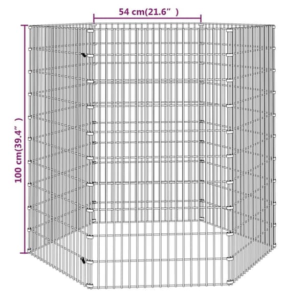 vidaXL 6-panels kaninbur 54x100 cm galvaniseret jern -  Huse & bure til små dyr