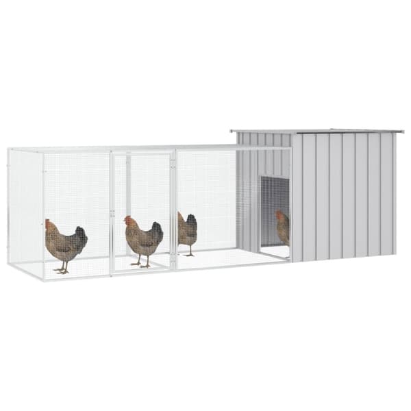vidaXL Hönsbur grå 300x91x100 cm galvaniserat stål -  Smådjursburar
