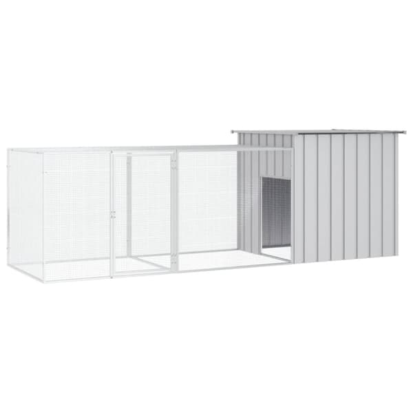 vidaXL Kanahäkki harmaa 300x91x100 cm galvanoitu teräs -  Pieneläinten kopit & häkit
