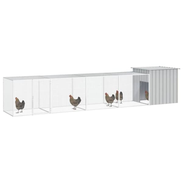 vidaXL hønsehus 500x91x100 cm galvaniseret stål grå -  Huse & bure til små dyr