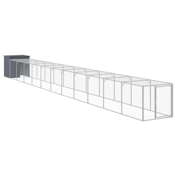 vidaXL hønsehus m. løbegård 110x1221x110 cm galvaniseret stål antracit -  Huse & bure til små dyr