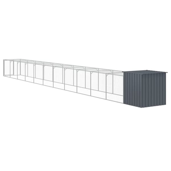 vidaXL hønsehus m. løbegård 110x1221x110 cm galvaniseret stål antracit -  Huse & bure til små dyr