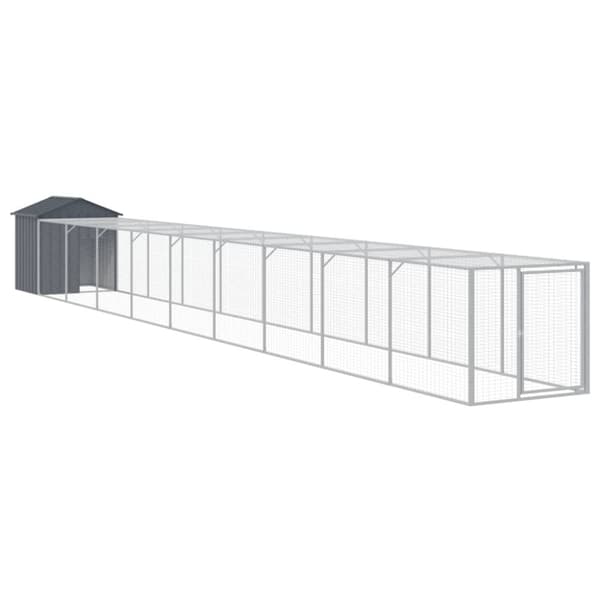 vidaXL hønsehus m. løbegård 117x1017x123 cm galvaniseret stål antracit -  Huse & bure til små dyr