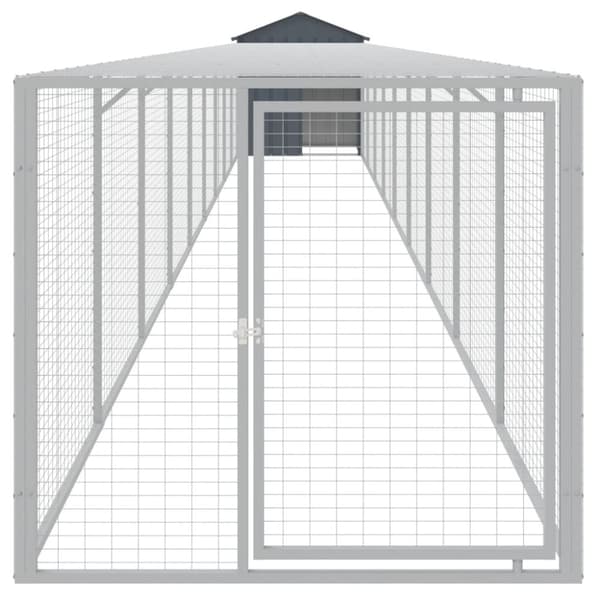 vidaXL hønsehus m. løbegård 117x1017x123 cm galvaniseret stål antracit -  Huse & bure til små dyr