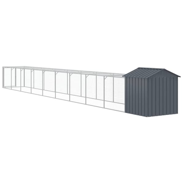 vidaXL hønsehus m. løbegård 117x1017x123 cm galvaniseret stål antracit -  Huse & bure til små dyr
