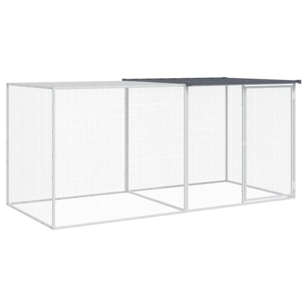 vidaXL hønsebur med tag 203x98x90 cm galvaniseret stål antracitgrå -  Huse & bure til små dyr