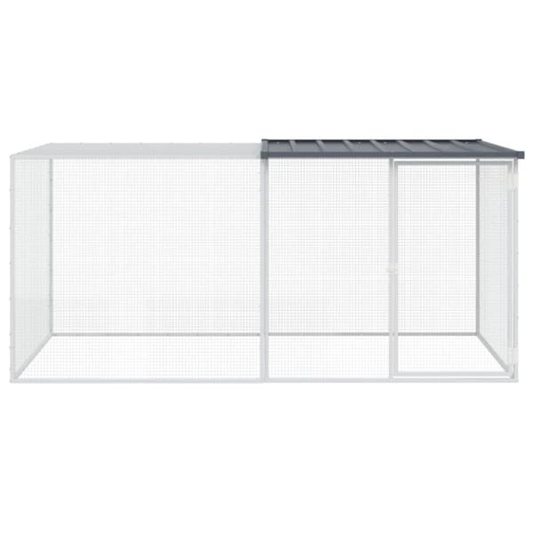 vidaXL hønsebur med tag 203x98x90 cm galvaniseret stål antracitgrå -  Huse & bure til små dyr