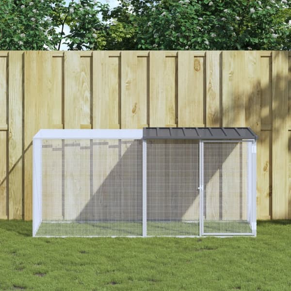 vidaXL hønsebur med tag 203x98x90 cm galvaniseret stål antracitgrå -  Huse & bure til små dyr