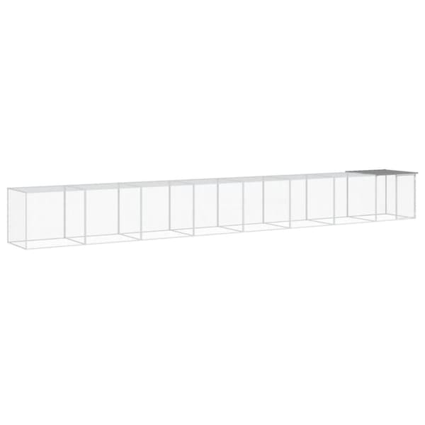 vidaXL Hönsbur med tak ljusgrå 803x98x90 cm galvaniserat stål -  Smådjursburar