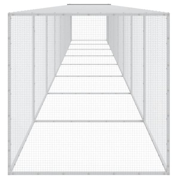 vidaXL Hönsbur med tak ljusgrå 803x98x90 cm galvaniserat stål -  Smådjursburar