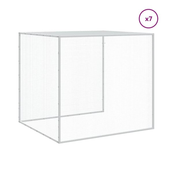 vidaXL Hönsbur med tak ljusgrå 803x98x90 cm galvaniserat stål -  Smådjursburar