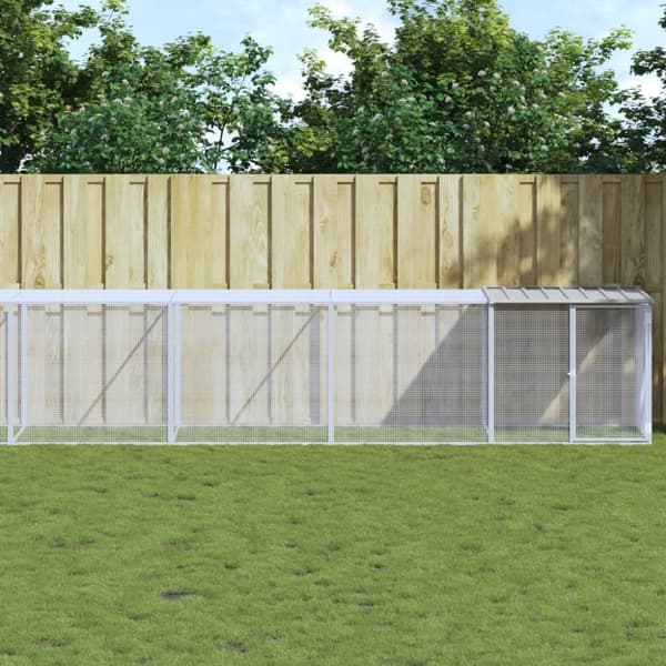 vidaXL hønsehus med tag 803x98x90 cm galvaniseret stål lysegrå -  Huse & bure til små dyr