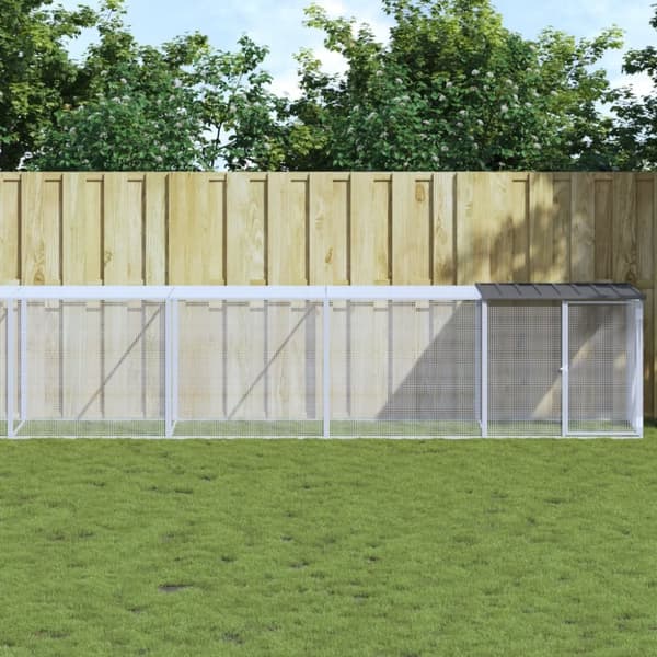 vidaXL hønsebur med tag 803x98x90 cm galvaniseret stål antracitgrå -  Huse & bure til små dyr