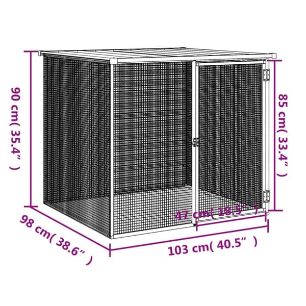 vidaXL Kanahäkki katolla vaaleanharmaa 103x98x90 cm galvanoitu teräs -  Pieneläinten kopit & häkit