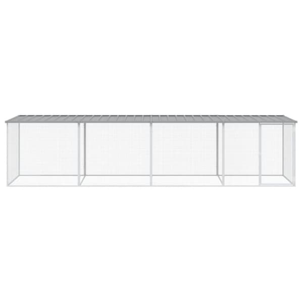 vidaXL hønsebur med tag 403x98x90 cm galvaniseret stål lysegrå -  Huse & bure til små dyr