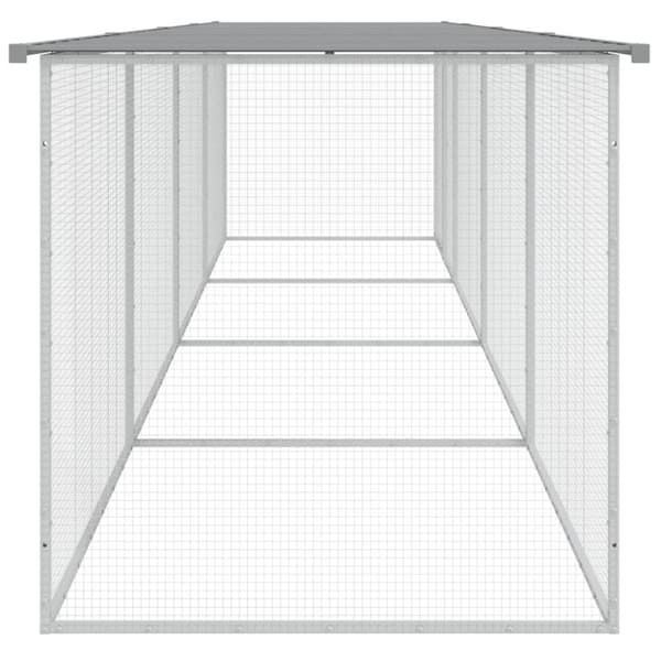 vidaXL hønsebur med tag 403x98x90 cm galvaniseret stål lysegrå -  Huse & bure til små dyr