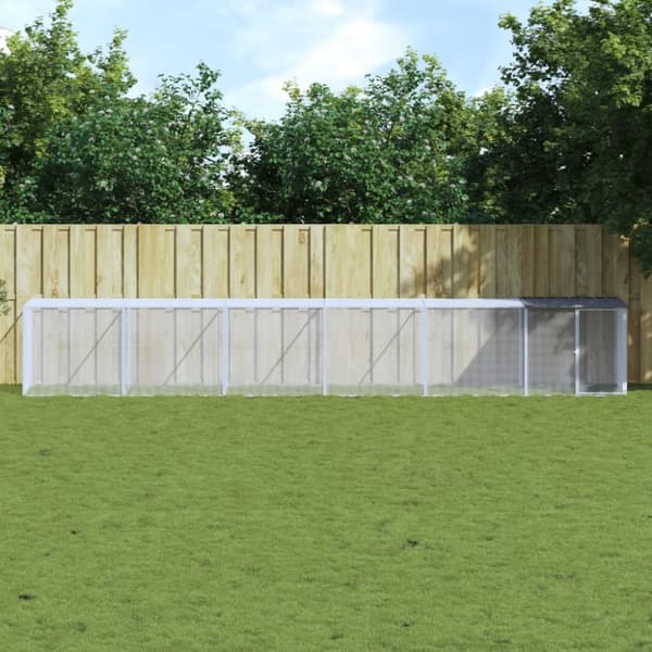 vidaXL hønsebur med tag 603x98x90 cm galvaniseret stål antracitgrå -  Huse & bure til små dyr