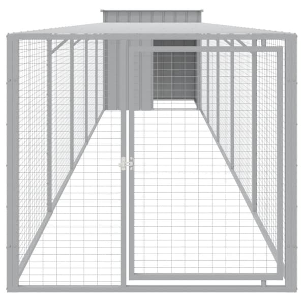 vidaXL hønsehus med løbegård 110x609x110 cm galvaniseret stål lysegrå -  Huse & bure til små dyr