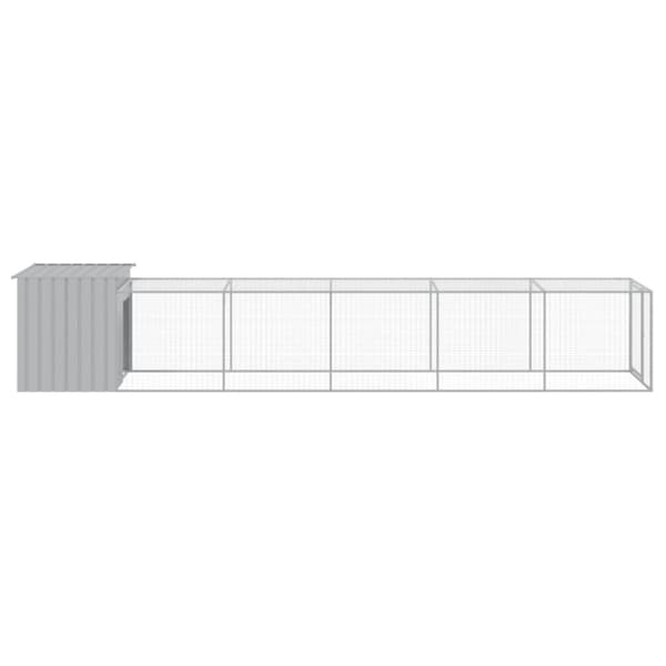 vidaXL hønsehus med løbegård 110x609x110 cm galvaniseret stål lysegrå -  Huse & bure til små dyr