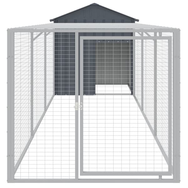 vidaXL hønsehus med løbegård 117x405x123 cm galvaniseret stål antracit -  Huse & bure til små dyr