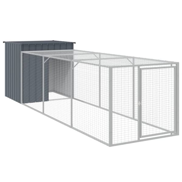 vidaXL hønsehus med løbegård 110x405x110 cm galvaniseret stål antracit -  Huse & bure til små dyr