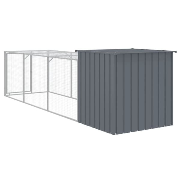 vidaXL hønsehus med løbegård 110x405x110 cm galvaniseret stål antracit -  Huse & bure til små dyr