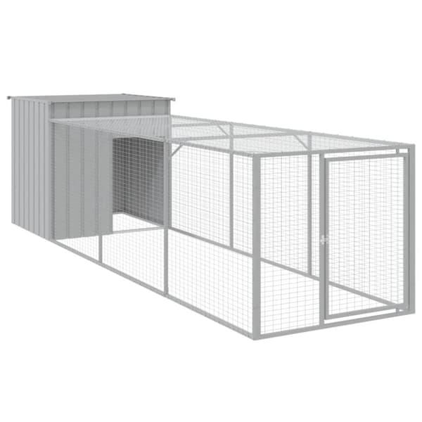 vidaXL Kanakoppi/ulkotila v.harmaa 110x405x110 cm galvanoitu teräs -  Pieneläinten kopit & häkit